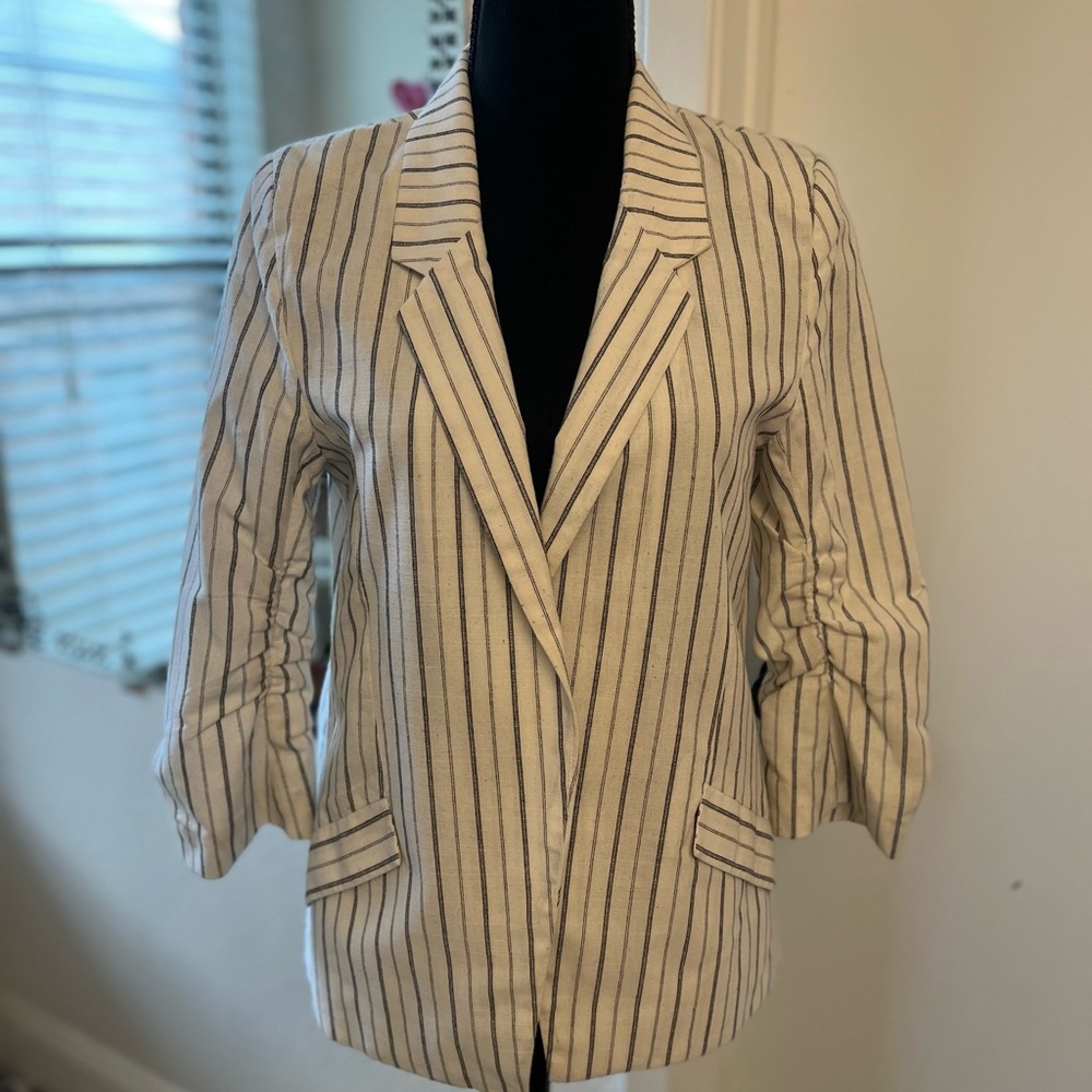 Love Tree Cream and Black Striped Blazer